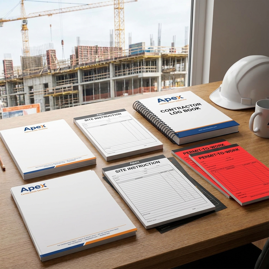 Site office stationery and administrative forms for construction project management