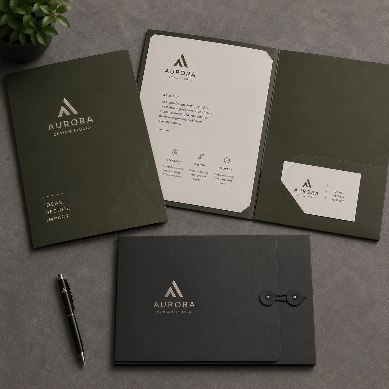 Custom branded presentation folders and document portfolios for corporate meetings and client pitches