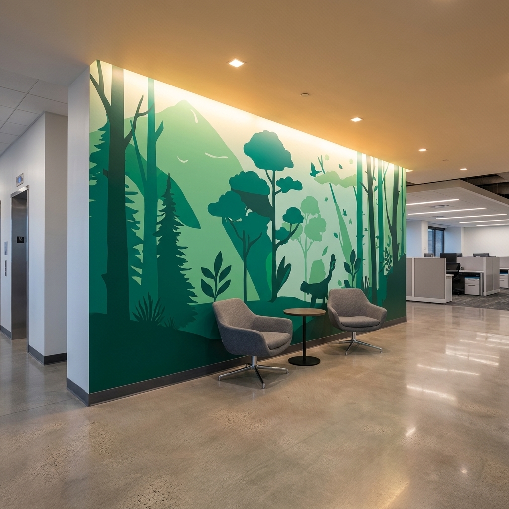 Stunning large format wall murals printed for offices, restaurants and retail spaces in Kolkata