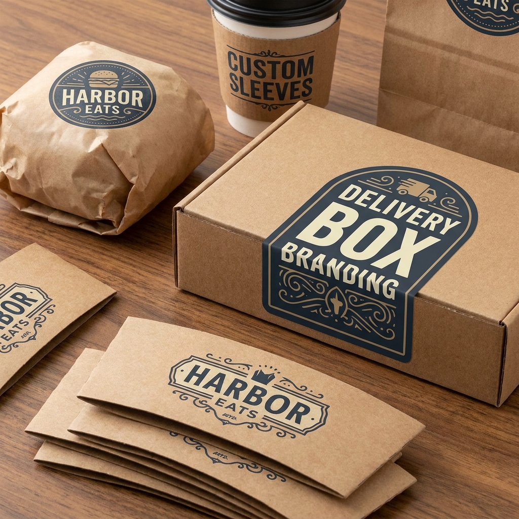 Custom printed packaging sleeves and takeaway boxes for restaurants and food delivery