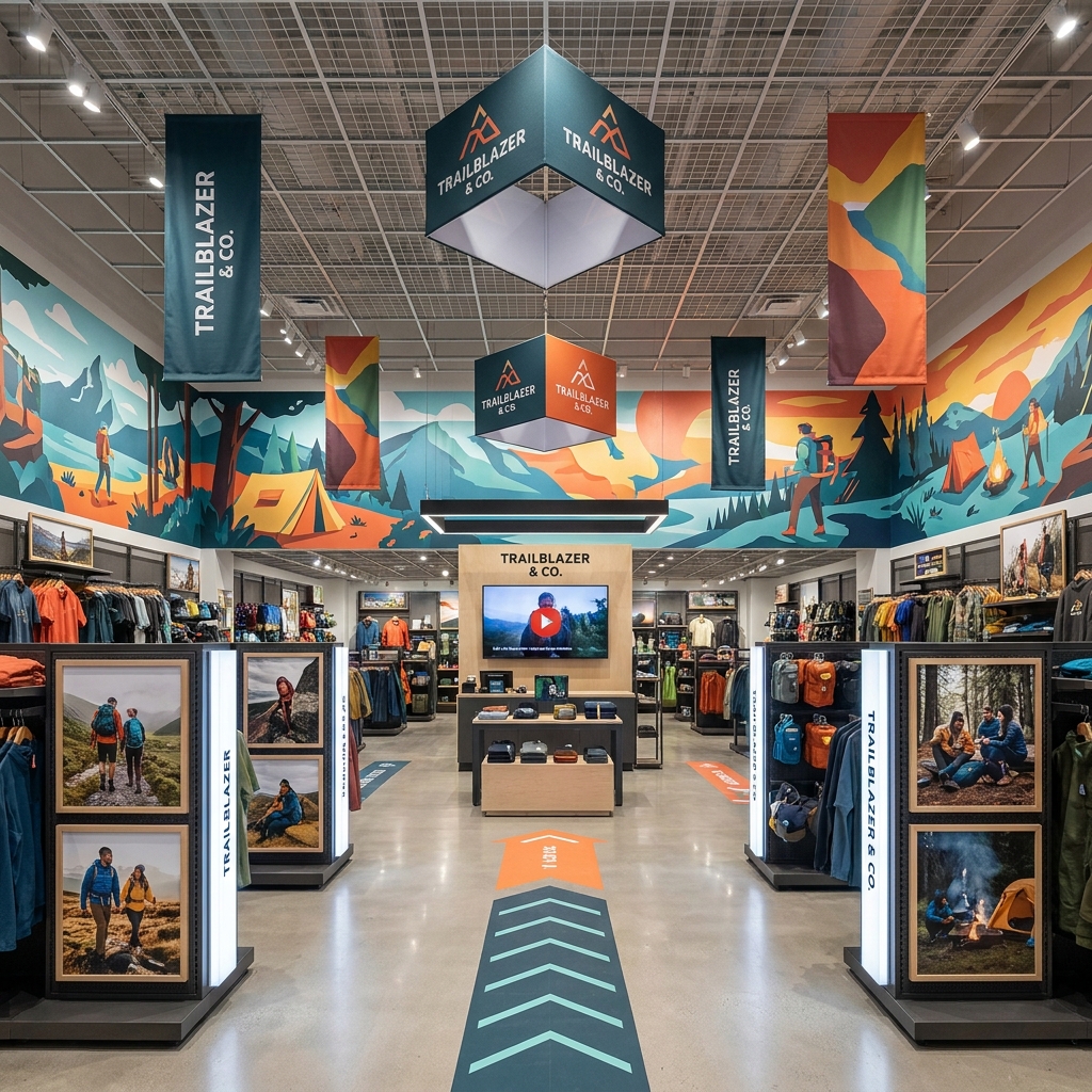 Retail shop interior wall murals and signage by Printpeek